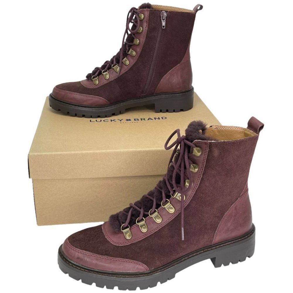 Lucky Brand Ilianna Raisin Leather Womens Ankle Boots Size 6.5M - Picture 15 of 15